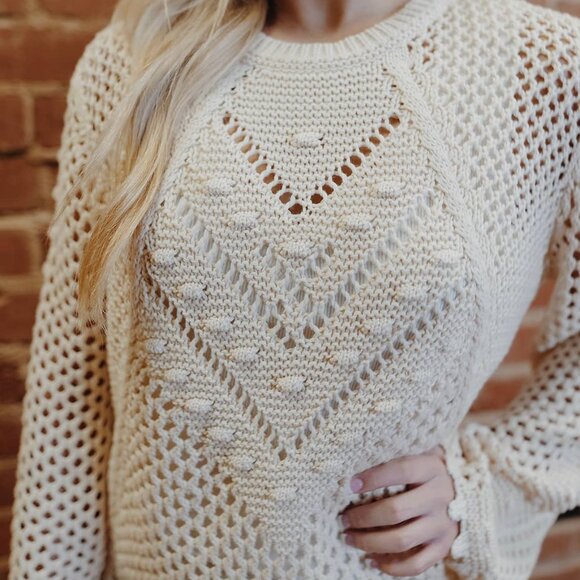 NWT - Another Love Meryl Mesh Embroidery Sweater in Vintage Cream - Picture 2 of 4